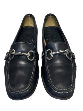Coach Esther Women's 8.5B Black Leather Horsebit Loafers Slip On Shoes Italy